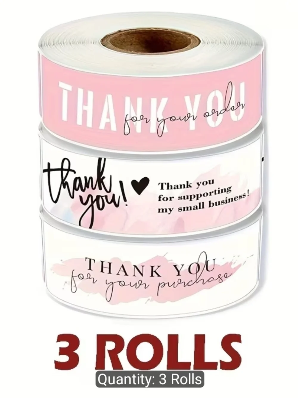 120pcs/roll Thank You Sticker Roll Set - Pink & White